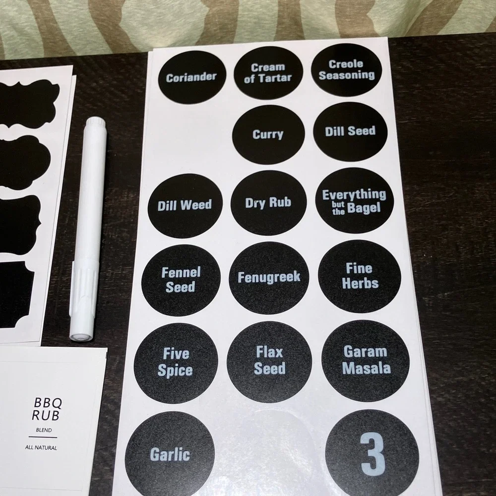 Chalkboard Spice Labels Stickers and Pens for Jars Containers  Organization
